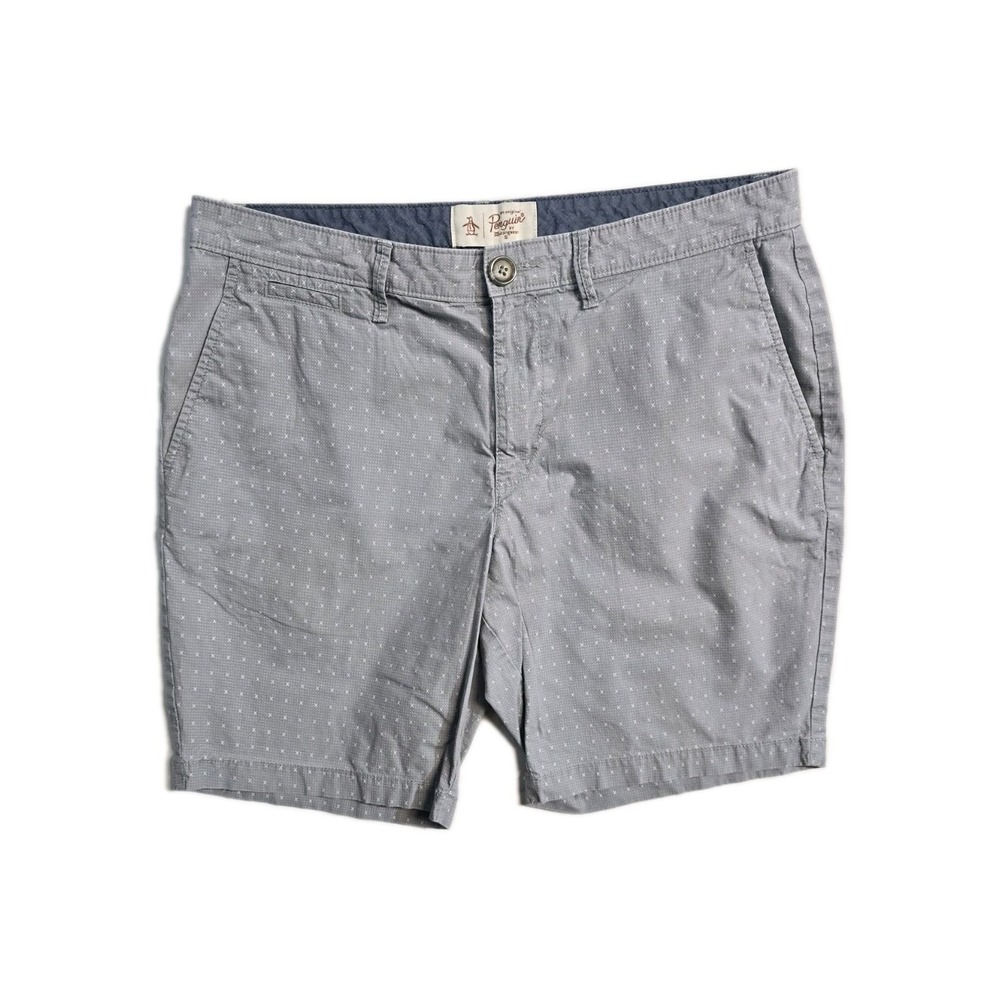 Original Penguin‎ Patterned Shorts Mens 34 Gray Flat Front Casual